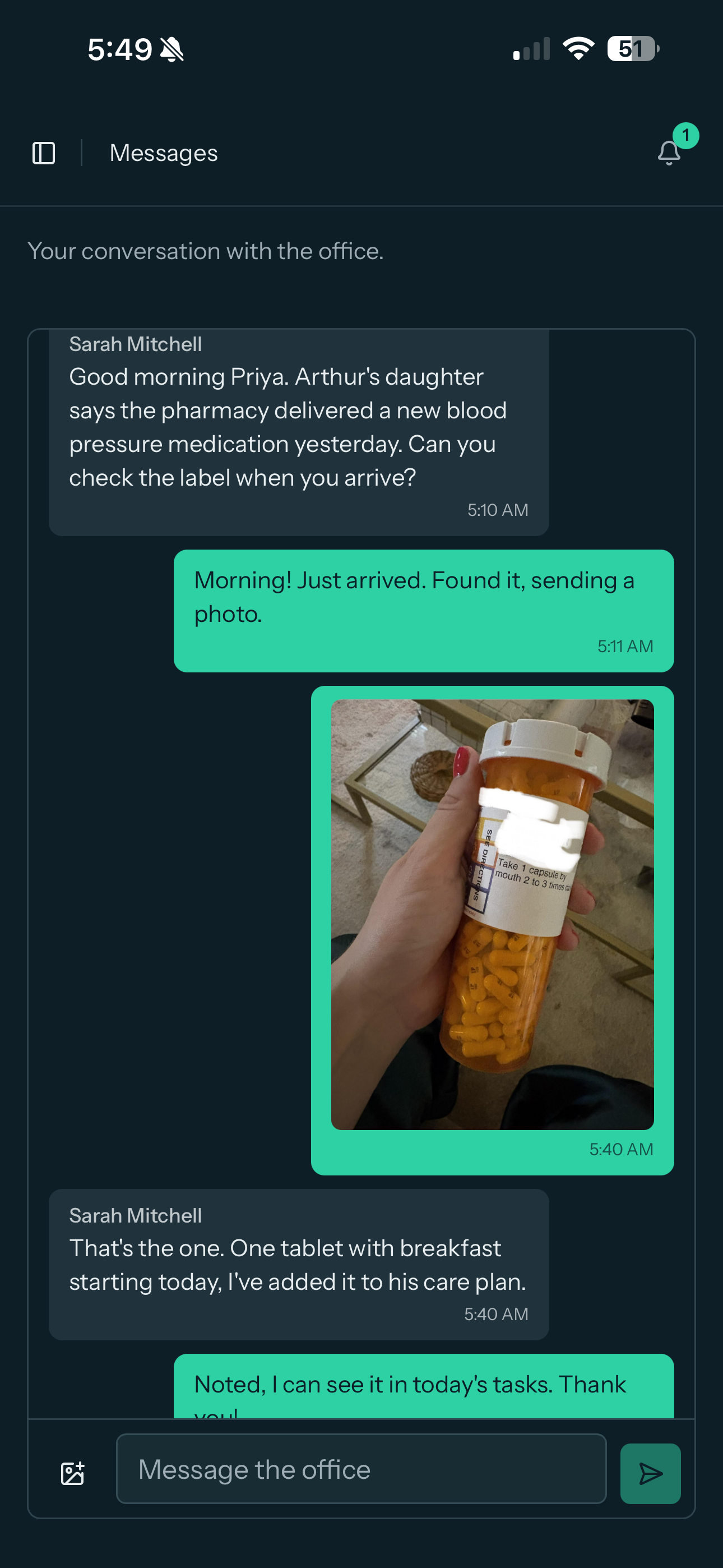 A caregiver's side of the conversation with the office